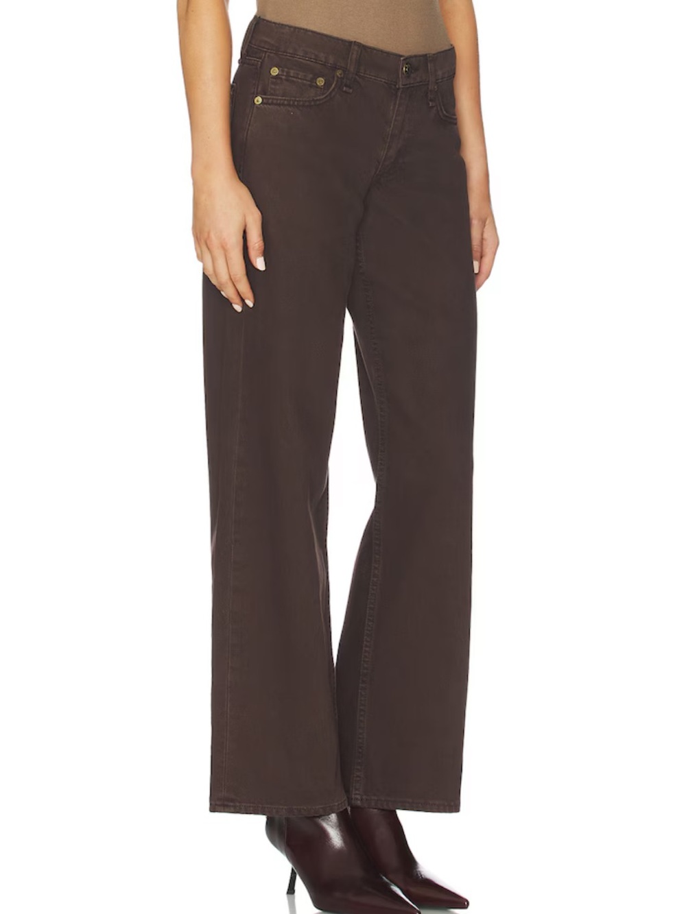 Rag & Bone Saige Low Rise Relaxed Straight Full Jeans Dark Brown Women Size 26 - Picture 2 of 14